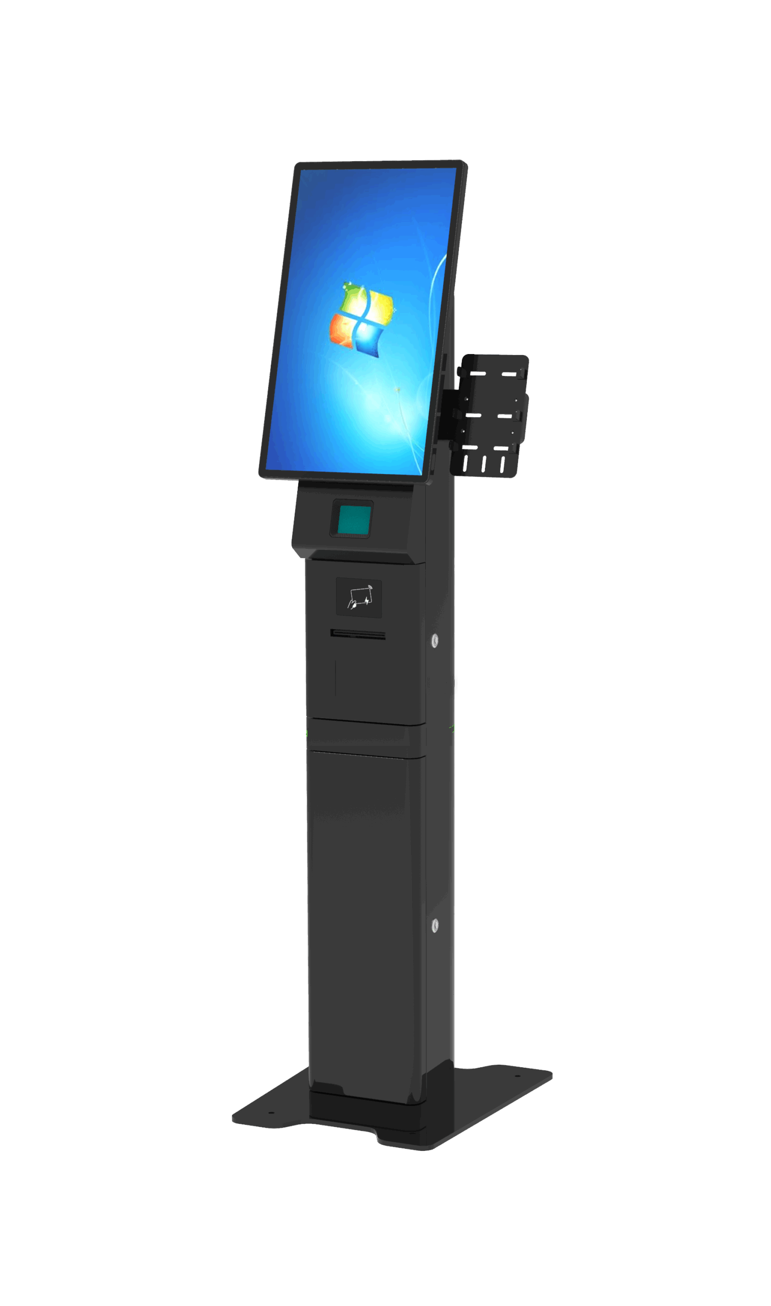Quiosco de autoservicio GEON Q1008 con pantalla táctil vertical, sobre pedestal